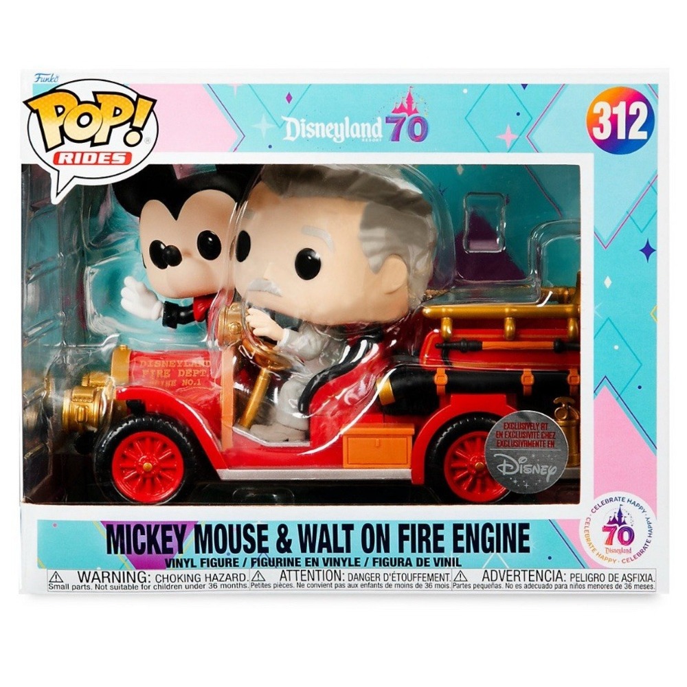 Disney Parks Exclusive Mickey and‎ Walt on Fire Engine Funko Pop